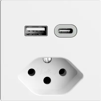 Presa USB tipo A+C + tipo 13 Feller EDIZIOdue F 230V 3000mA bianco 