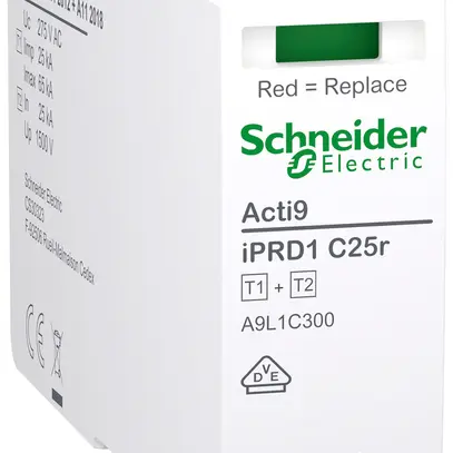 Module enfichable Acti9 iPRD C25r type 1+2 L-PE 1P 25kA 240V TN-C 1UM 