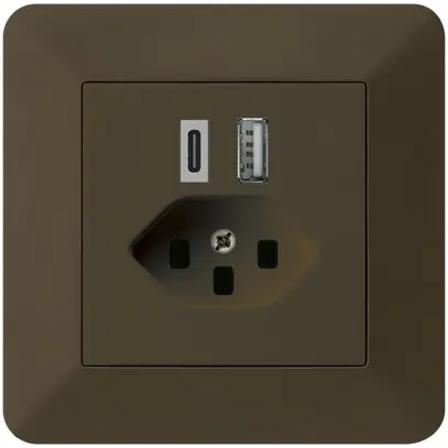 Presa di carica USB INC kallysto.trend 18W PD 1×tipo A 1×tipo C T23 marrone 