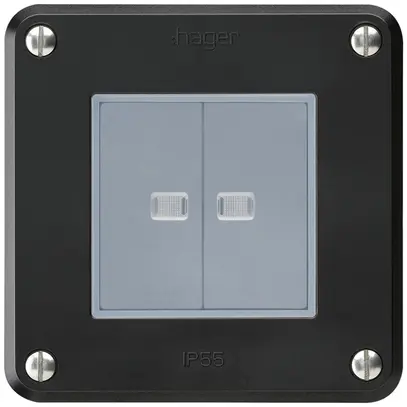 Contact à poussoir ENC robusto IP55 2×1P noir 2×lumineux pour combinaison 