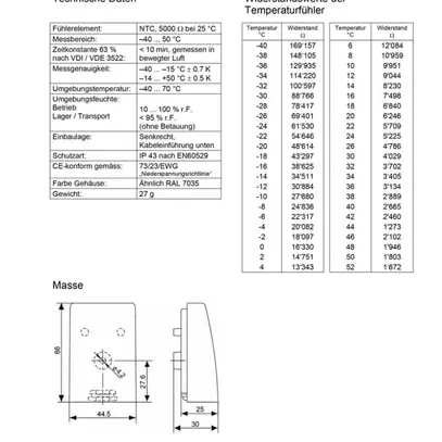 Sensore temperatura RF AP myTEM ZAF 500 NTC 5000Ω a 25°C -40…50°C IP43 