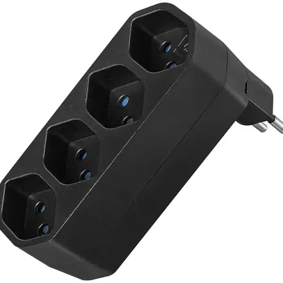 Spina multipla LINE 4×T13 girevole 320° 10A 230V IP20 nero 