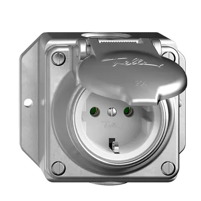 Presa SCHUKO FH AGB, 16A, 250VAC, L+N+PE alluminio lucidato 