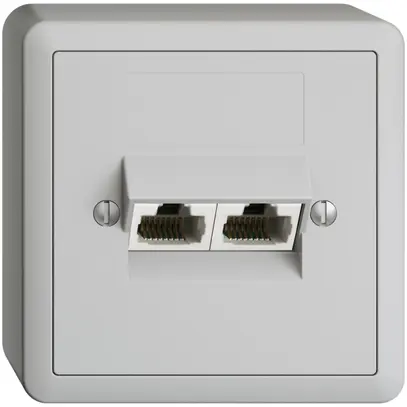 Presa AP 2×RJ45/u 8P sep.grc EDIZIOdue ITplus 