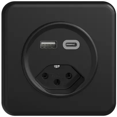 UP-Steckdose USB Typ A+C + Typ 13 Feller STANDARDdue QMI 230V 3000mA schwarz 