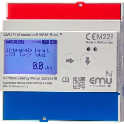 Contatore di energia AMD EMU Professional II 3×5A indiretto MID/LP S0 M-Bus 