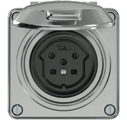 Presa ELEMENT SNAPFIX® 1×tipo 15 10A 440V con coperchio IP20 all 