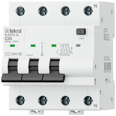 Disjoncteur différentiel ISKRA KAFI4 4P caractéristique C 25A 0.03A type A 4UM 