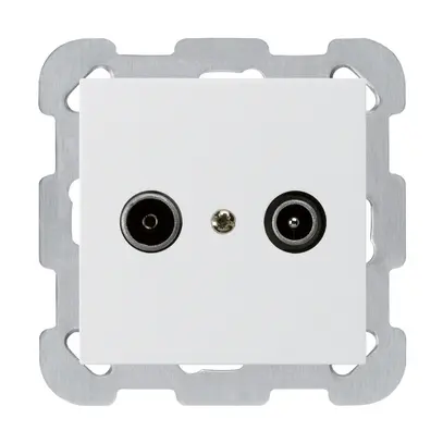 Prise de passage ENC kallysto R/TV 23dB blanc avec plaque de fixation 