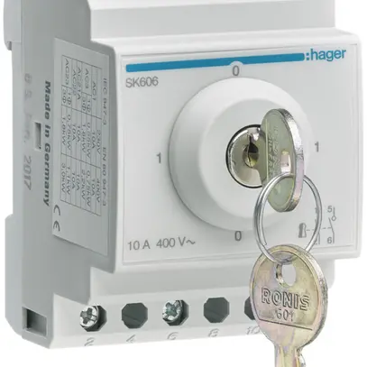 Interruttore a chiave AMD Hager 10A 400V 2 chiusura 0 apertura 0 invertitore 3UM 