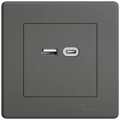 UP-USB-Ladesteckdose EDIZIO.liv SNAPFIX® 230VAC 18W 1×USB Typ A 1×USB Typ C dgu 