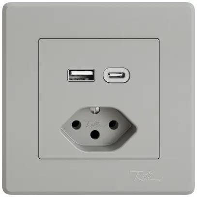 Presa di ricarica USB INC EDIZIO.liv SNAPFIX® USB A+C/T13 3A 230VAC grc 