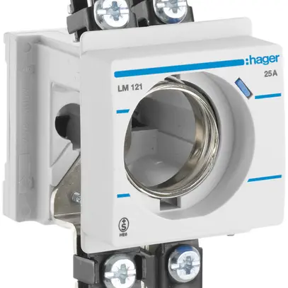 Portafusibile INS Hager DII+N 25A copertura front. profondità INS 44mm SN basso 