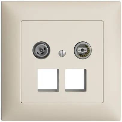 Prise multimédia 19dB ENC Edue FMI, prise d.passage, pour 2×RJ45 Keystone, crema 