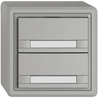 Pulsante universale AP EDIZIO.liv UNI SNAPFIX® s.LED 2× com.2T targ.grc 