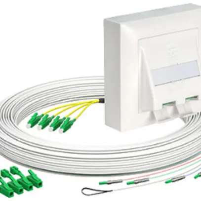 Boîte de déroulement de câble FTTH AGRO OTO BEP kit AP 4×LC 3mm 30m blanc B2ca 