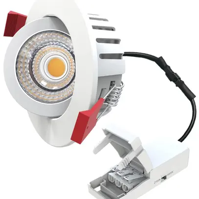Downlight LED DOTLUX HEATspin 7W 665lm 927/930/940 IP20/65 WB REG Ø90mm bianco 