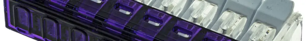 Morsetto di connessione Woertz 8P 0.2…2.5mm² leve di azionamento viola traspare. 