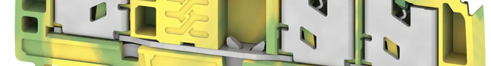 Durchgangs-Reihenklemme S3C 2.5 PE DL 2.5mm² SNAP IN 3×1 TH35 grün/gelb 