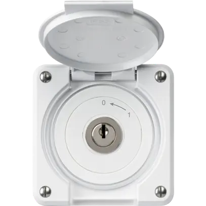 Contatto rotativo a chiave INC robusto IP55 bianco con coperchio 1P combinazione 