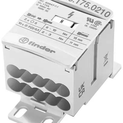 Blocco di morsetti FINDER 9D.01 1 polo 175A 2 entrate 10 uscite 2.5…70mm² 