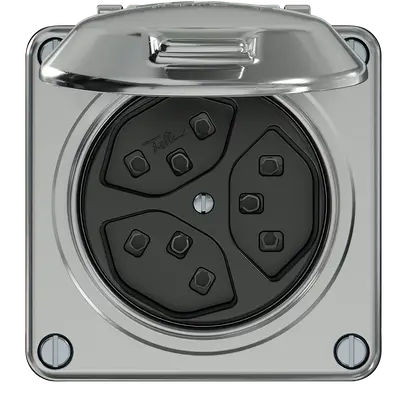 Presa ELEMENT 3×tipo 23 1×S 16A 250V IP20 con coperchio alluminio 