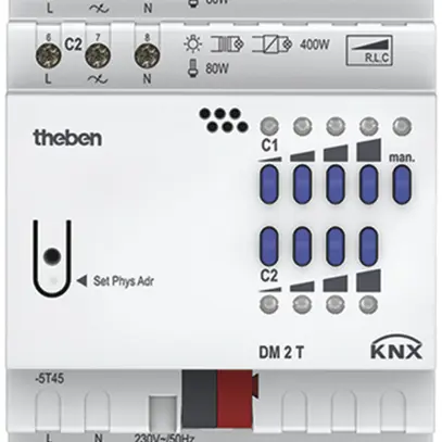 Actionneur-variateur AMD Theben DM 2 T KNX, 2-canal 400W R/L/C, 4UM 