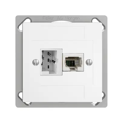 Prise INC 1×T+T,1×RJ45/u 4P EDIZIOdue ITplus ITM blanc 