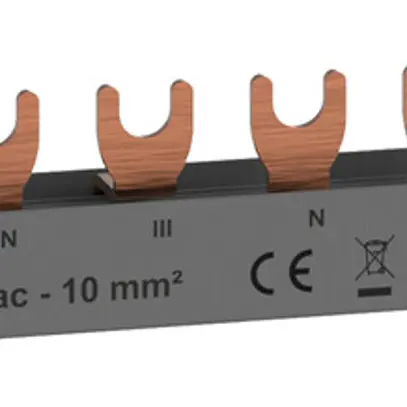 Peigne de raccordement HX³standard 4P 3Ph fourche 10mm² 63A 210mm gris 