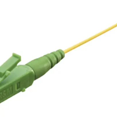 Pigtail FO R&M, spina LC APC 8° SM verde, fibra 9/125µm G.657 LSZH giallo 0.7m 