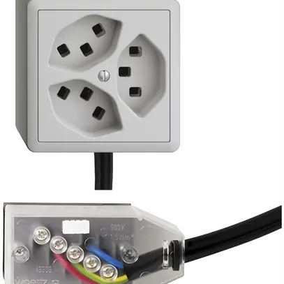 Prise AP 3×T23 16A gris clair L1 EDIZIOdue pour Technofil 