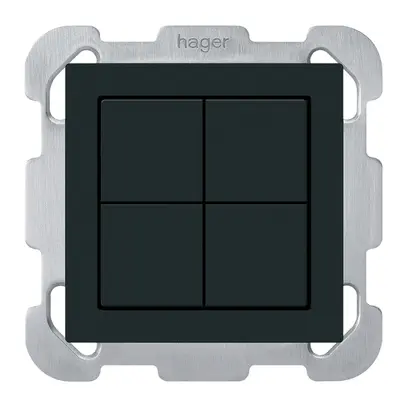 UP-KNX-Taster Hager BA kallysto B 4-fach 77×77mm schwarz 