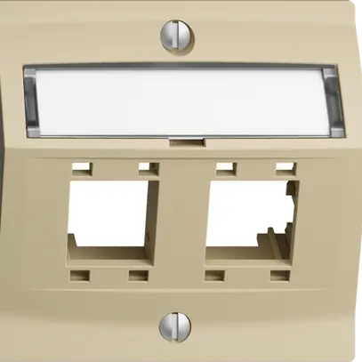 Kit montaggio EDIZIOdue, con cappa di uscita obliqua, per 2×RJ45, vanille 