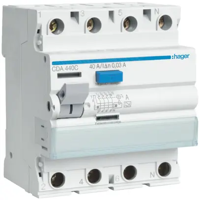 Interruttore differenziale Hager RCCB (RCD) 4P 400V 0.03A tipo A 40A 4UM 