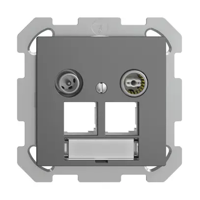 Presa multimedia ENC EDIZIOdue FM EASYNET 4dB, p.2×RJ45 S-One, grigio scuro 