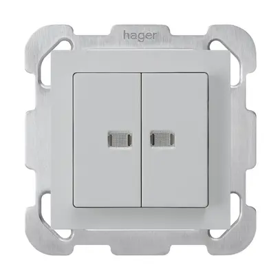 Pulsante luminoso INC kallysto 2×AR/1P 2 lenti grigio chiaro piastra fissaggio 