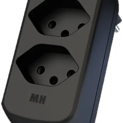 Dreifachstecker Typ 13 maxADAPTturn 10A 250V, 2×Front, 1×unten, drehbar, schwarz 