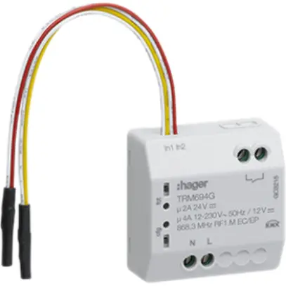 Entrata binaria doppia+uscita commutatore KNX RF INS TRM694G 