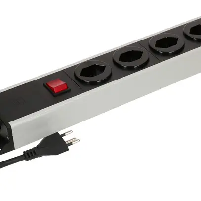 Presa multipla MH POWER LINE 10A interruttore 5×T13 1.5m grigio-nero 
