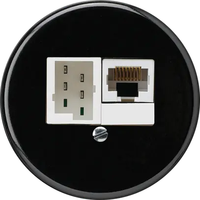 Inserto per scatola INC basico 1×RJ45u+1×TT83 nero 