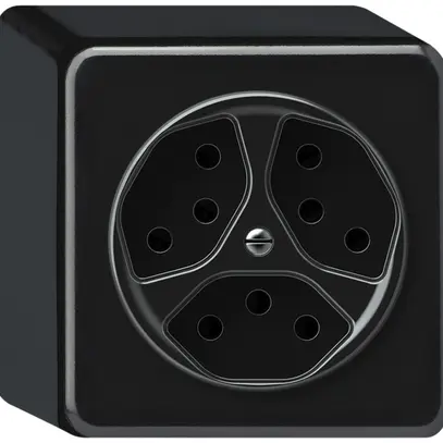 Presa AP origin 3×tipo 13 10A 230V 88×88×54mm nero 