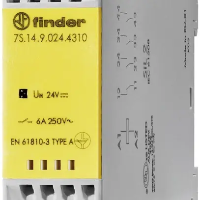 Module de relais Finder avec contacts à guidage forcé, 3 f et 1 o, 6A, 24VDC 