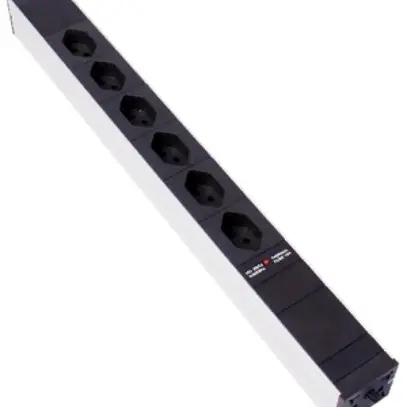 Presa multipla 19" 1UA 6×T13 con limitat.d.sovratensione Td3×1mm² 3m nero 