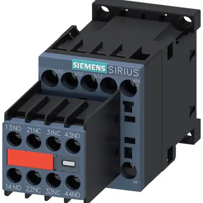 Contattore di potenza Siemens SIRIUS 3RT2 24VDC 3P 12A +2Ch/2R+diodo a vite 