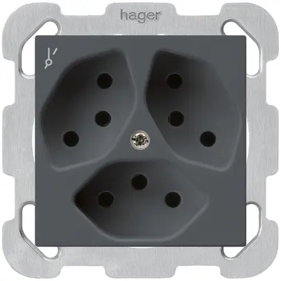 Prise ENC kallysto 3×T13/1 anthracite sécurité enfants plaque de fixation 