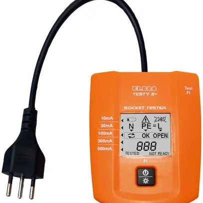 Testeur de prises et de FI ELBRO TESTY 2+ pour T12, T13, T23, CATIII, 300V, IP40 