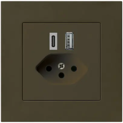 UP-USB-Ladesteckdose kallysto.pro 18W PD 1×Typ A 1×Typ C T13 braun 