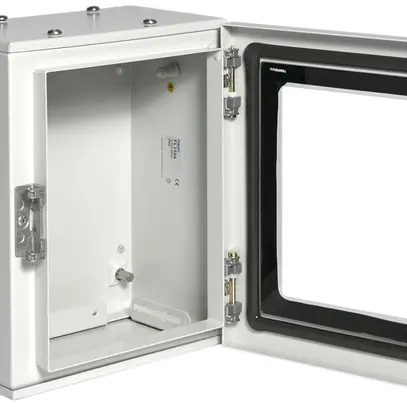 Coffret AP Hager Orion.Plus acier 250×300×160mm IP65 SKI panneton 2× grc porte 