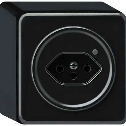 Prise AP origin 1×type 13 lum.vert 10A 230V 88×88×54mm noir 