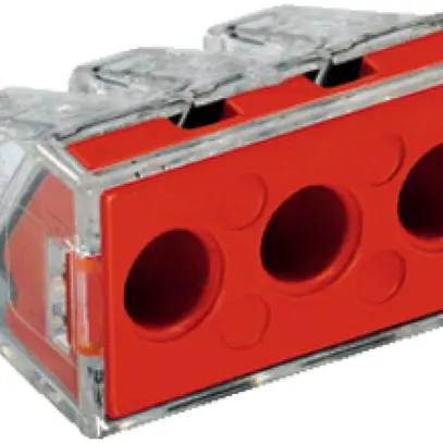Verbindungsklemme WAGO 3P 6mm² transparent-rot 